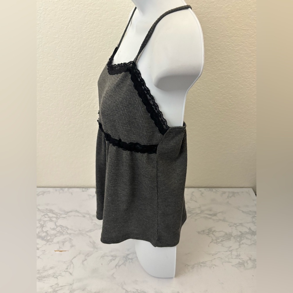 ROMWE Size Small Y2K Cami Cropped Top Spaghetti Straps Women’s Gray Pullover - Picture 2 of 4
